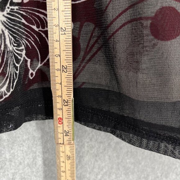 The Limited Womens Mesh Ruched Dark Floral Top Size XL Red Black 90s Grunge EUC - Picture 9 of 12
